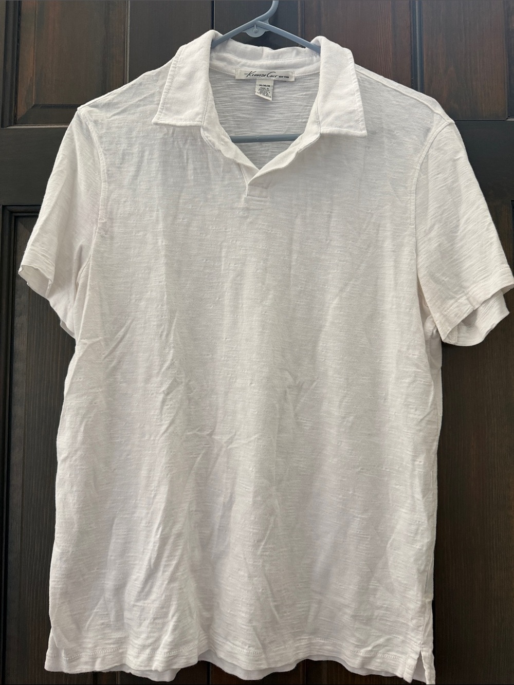 Kenneth Cole White Short-Sleeve Slub Polo men’s medium